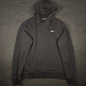 Nike Hoodie Men L Black Pullover Hooded Sweatshirt Swoosh Club Tonal Essential